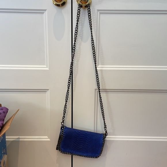Snakeskin Embossed Blue Leather Purse - Picture 5 of 5